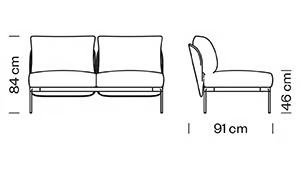 BLOOM 1206 - Modular 2 seater fabric sofa by Et al. - view 3
